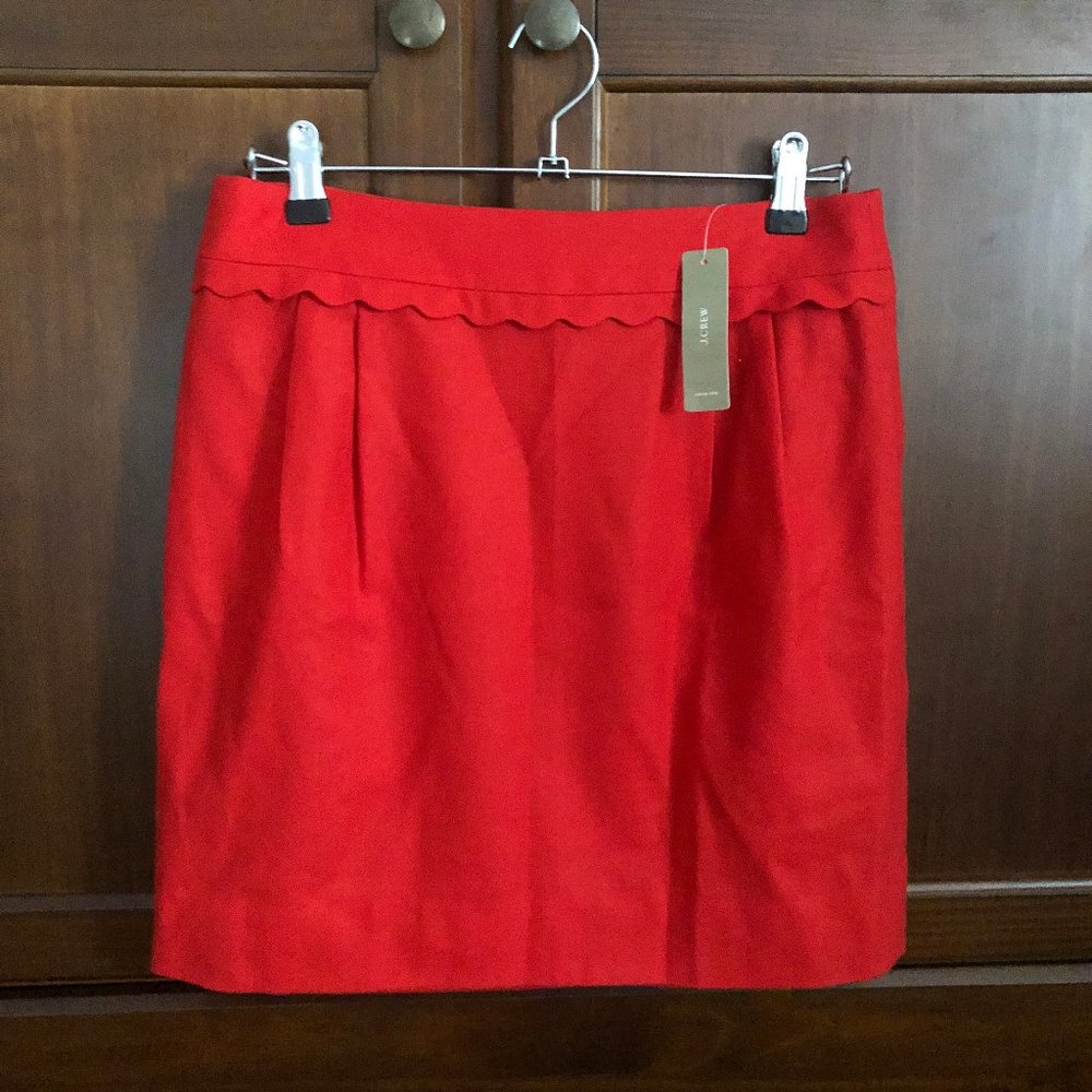 J.Crew Red Wool Skirt with Scallop detail